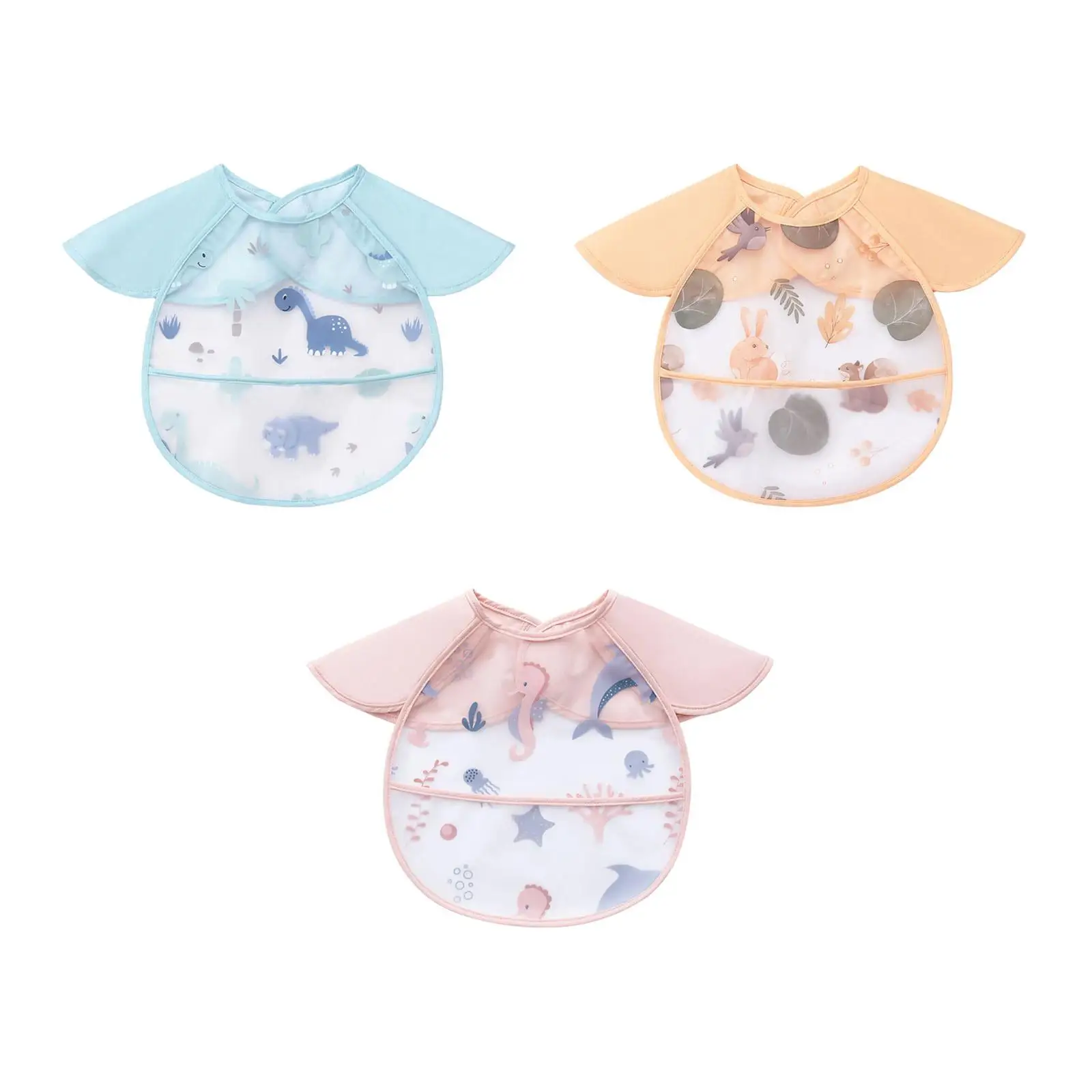 

Baby Feeding Bib Waterproof Comfortable with Pocket Boys Girls Baby Bib Infant Bib for Feeding Painting Eating Accessories