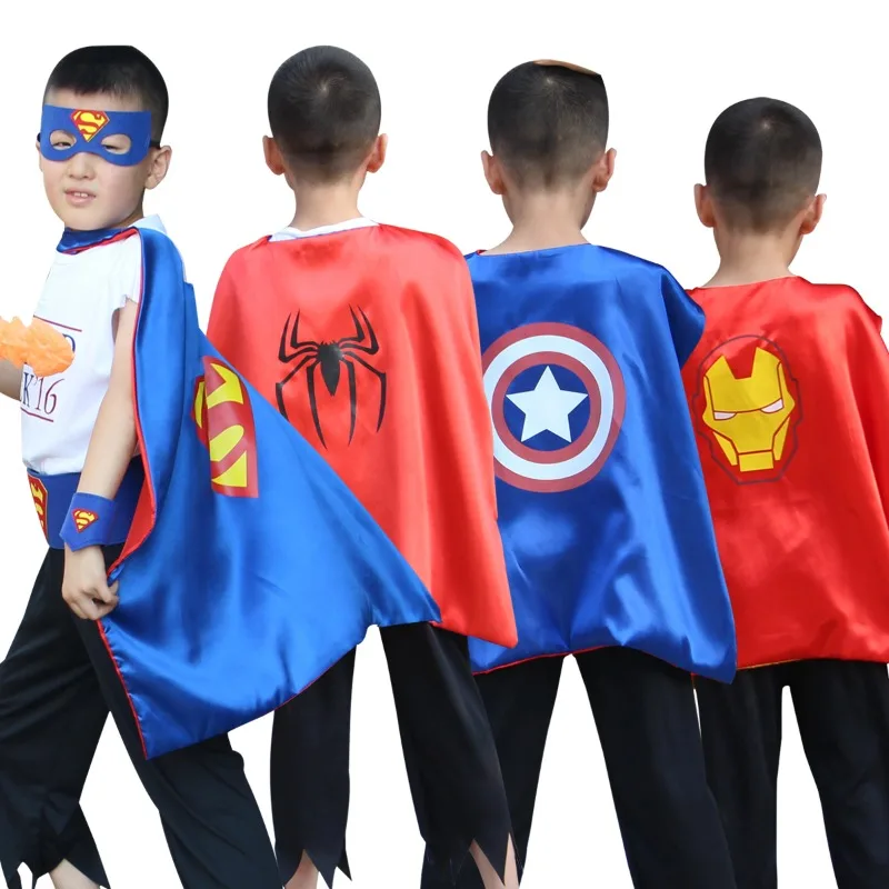 

Anime Kids Superhero Capes and Mask Spiderman Hulk Iron Man Cosplay Cloak Carnival Birthday Party Dress Up