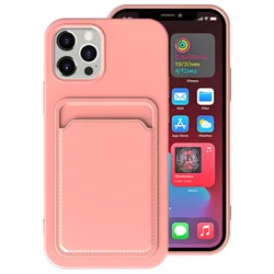 Frosted Soft Protective Phone Case with Card Pocket for iPhone 12 Mini(5.4
