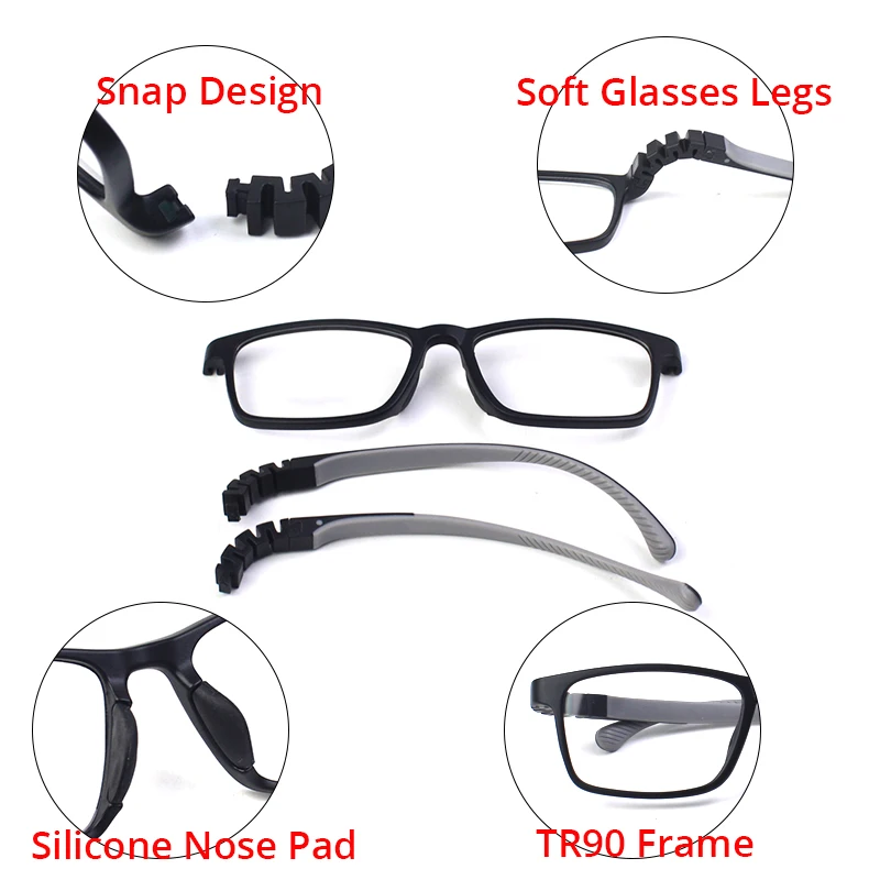Optical Glasses Frames Kids Glasses Frame Optical Specs Rectangular Silicone TR90 Children Spectacle Frames