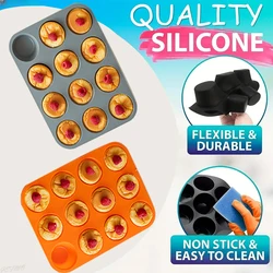 Silicone Round Mold 12 Holes Mini Muffin DIY Cupcake Cookies Fondant Baking Pan Non-Stick Pudding Steamed Cake Mold Baking Tool