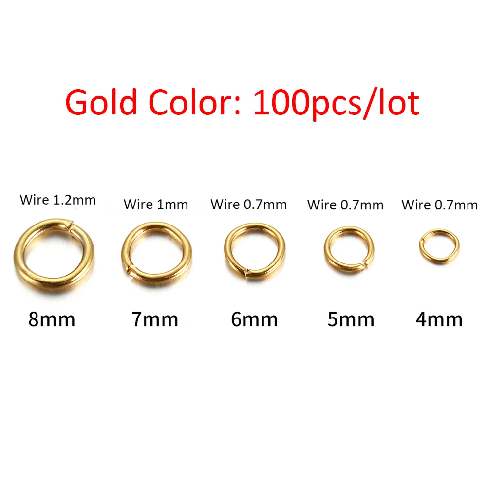 100-200pcs 4-10mm 스테인레스 스틸 분할 반지 오픈 점프 링 커넥터 쥬얼리 만들기 DIY 구성 요소 결과