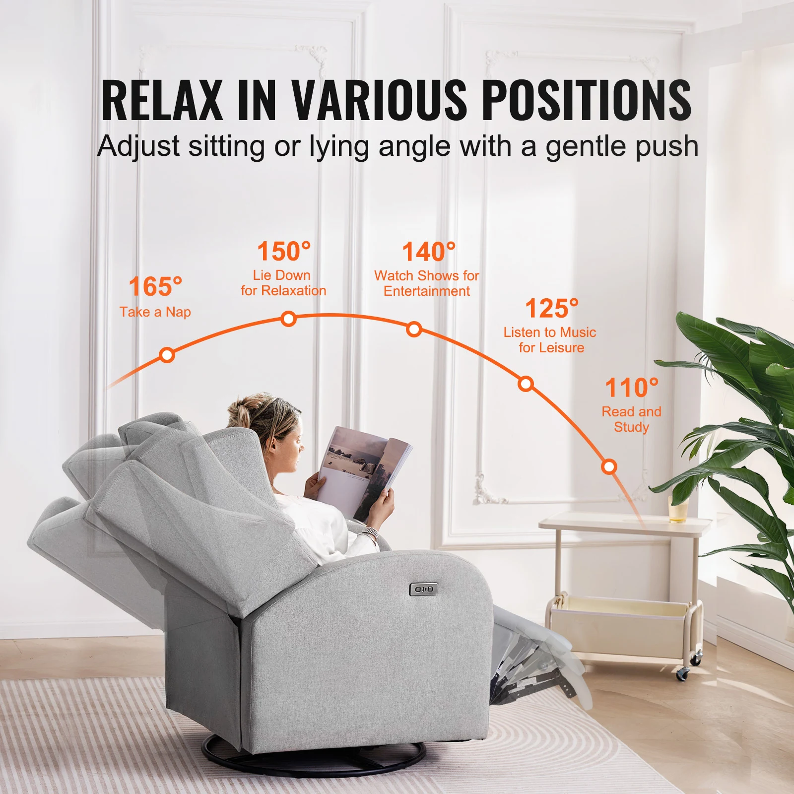 Electric Power Recliner Swivel Glider with USB Port for Living Room