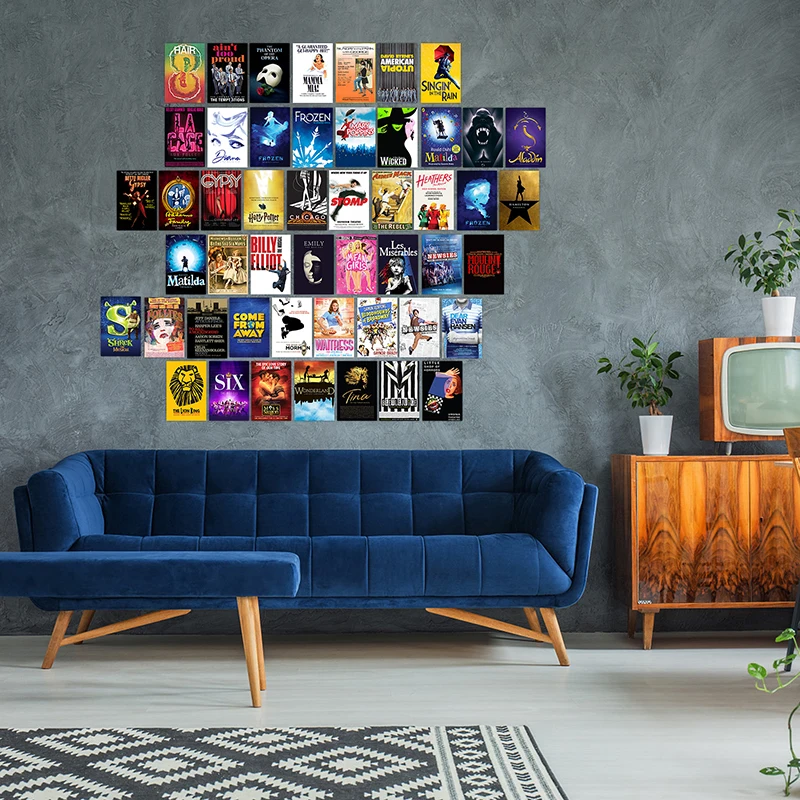 50Pcs Music Drama Postcards Wall Collages For Room Decor Vintage Musical Theatre Posters Decorative Music Bar Aesthetic Pictures home decor posters wall hangings decor