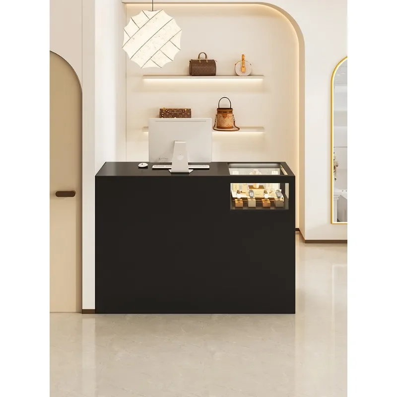 Internet celebrity trendy store bar checkout page modern and simple, barber shop front desk glass counter display cabinet custom