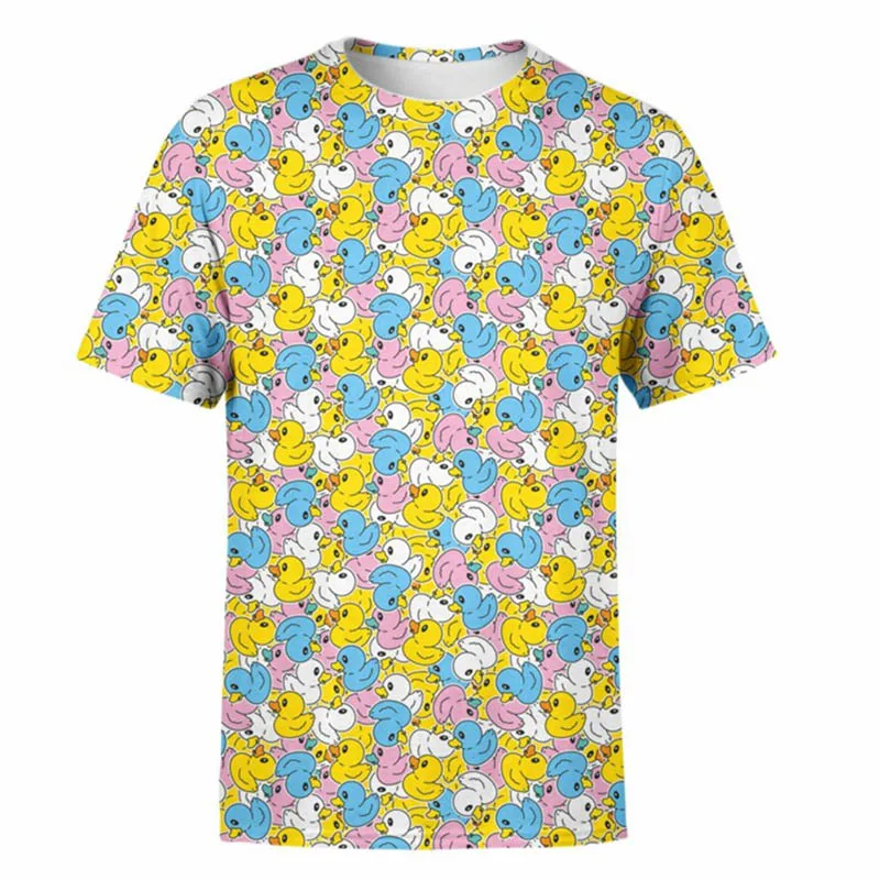 Short Sleeve T Shirt Cartoon Little Yellow Duck 3D Print T-shirt