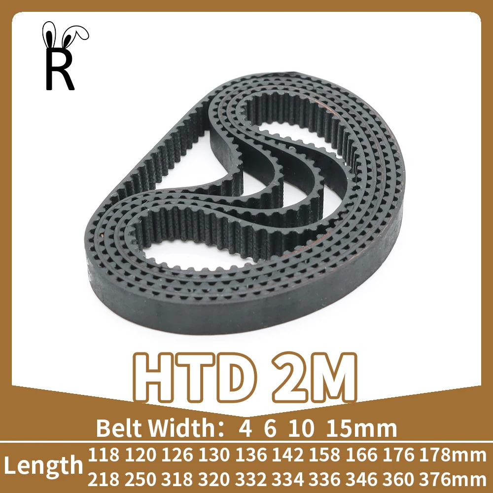 

HTD 2M Timing Belt 2M Closed Loop Rubber Belt Width 4/6/10/15mm Length 118 120 126 130 136 142 158mm 2M Drive Toothed Belt HTD2M