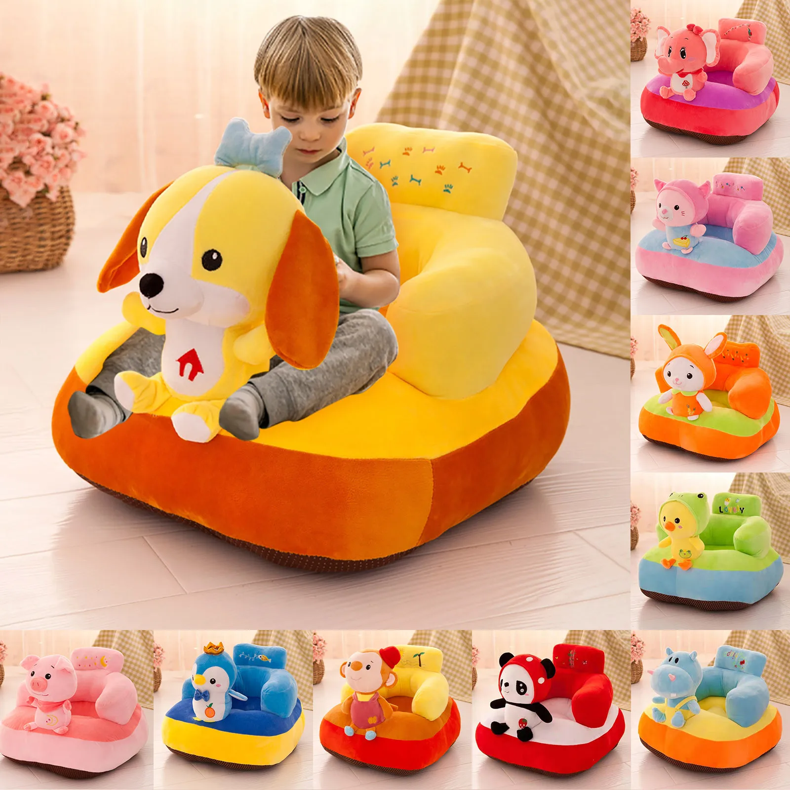 

Baby Sofa Support Seat Cover Plush Chair Learning To Sit Comfortable Toddler Nest Puff Washable With Filler Cradle Sofa Chair