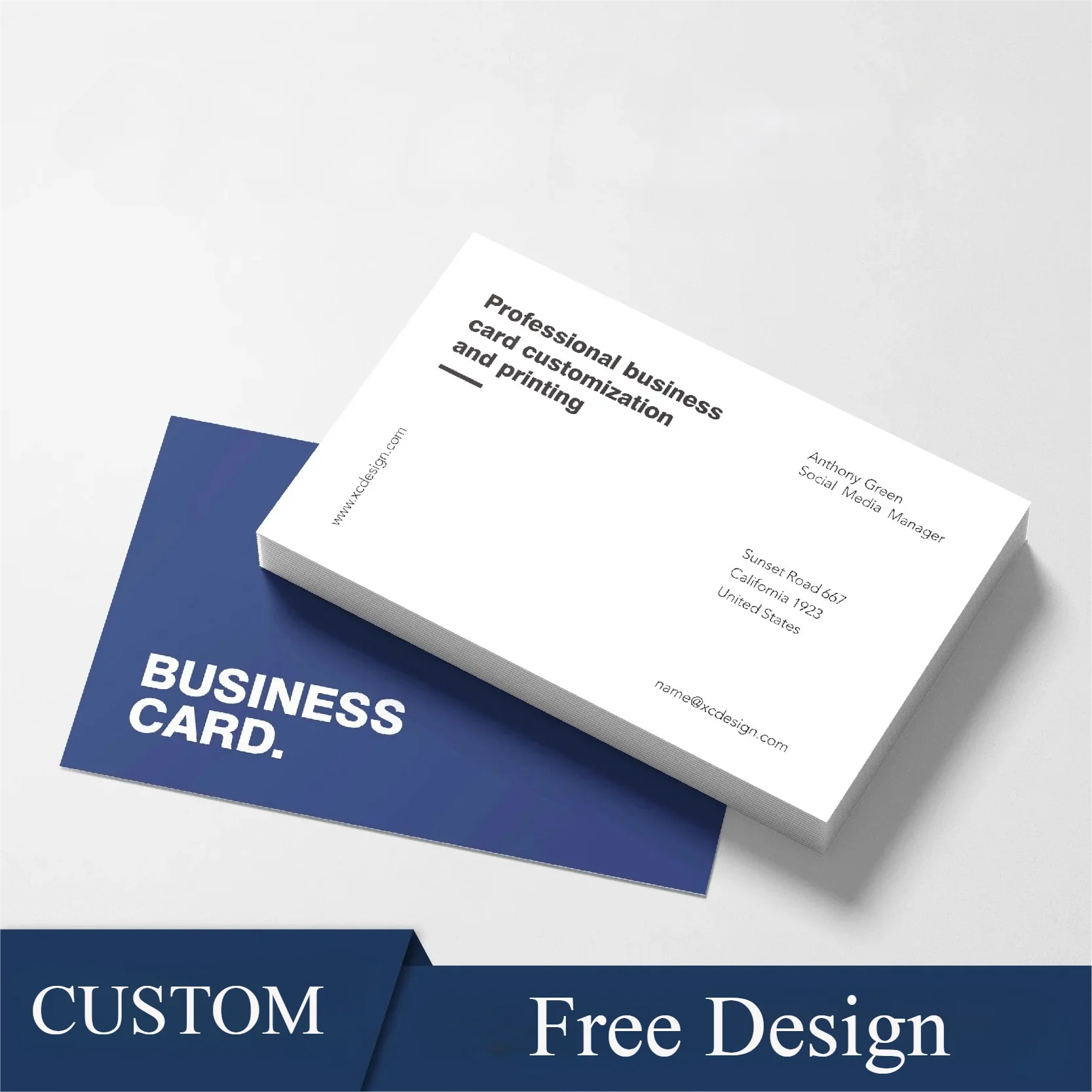 100 PCS Business Card Text Full Color Double Sided Personalized Printing Thank You Card Free DESIGN Id