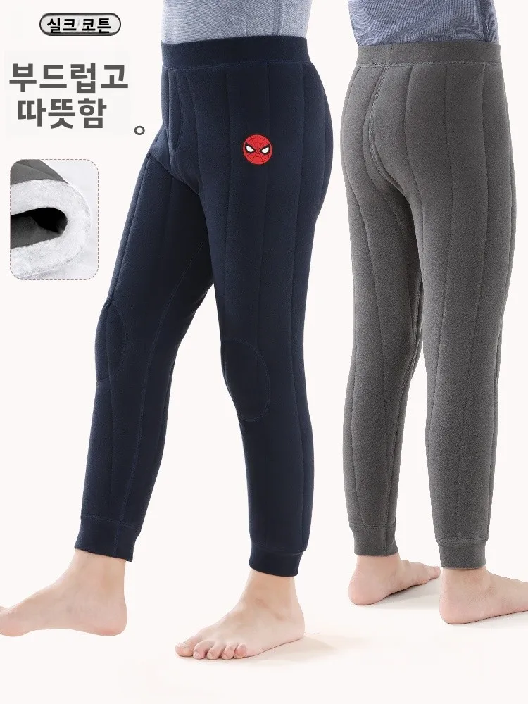 디즈니 아동용 보온 바지 양털 안감 두꺼운 면바지 교복 필수 따뜻한 바지 가을 바지 소년 양털 바지