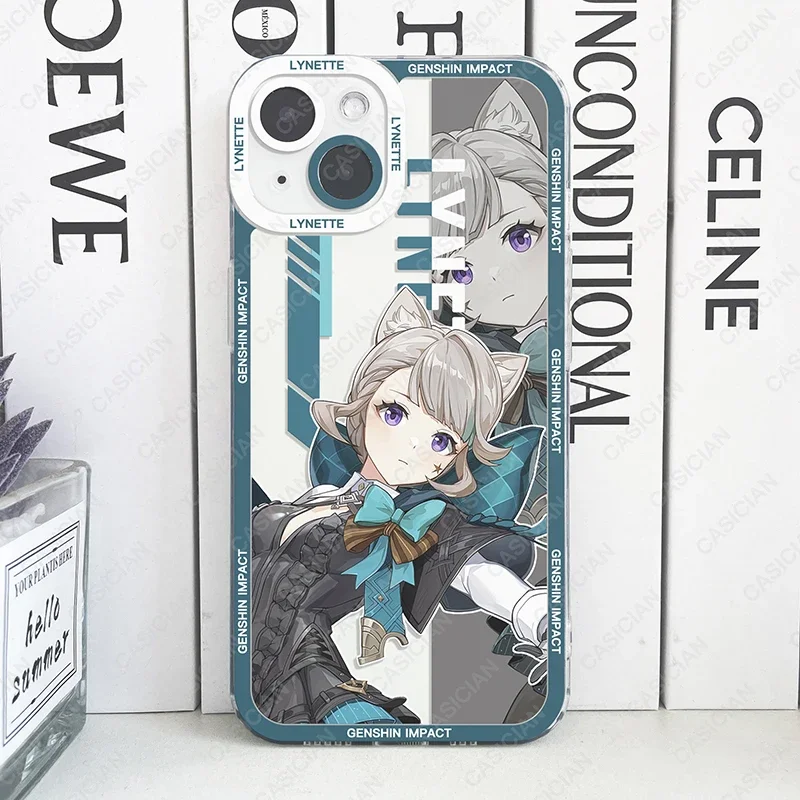 thumbnail image 1 of Funda Genshin Impact Furina Charlotte Neuvillette Lyney Wriothesley NAVIA para iPhone 15 Pro Max 14 Plus 13 Mini 12 11, cubierta suave, 1 of 5