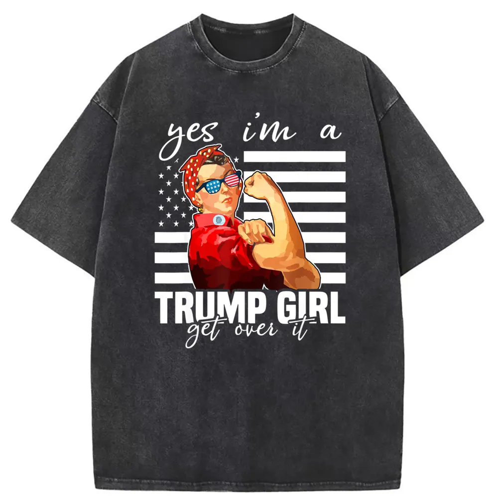 

Customized Yes I'm A Trump Girl Sweatshirts Funny April Fool Day Long Sleeve Tshirt Washed Women 3d Style Sportswears