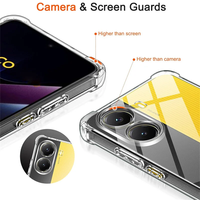 3-in-1、ケース+強化ガラス Poco X7 Pro 5G ソフトクリア耐震