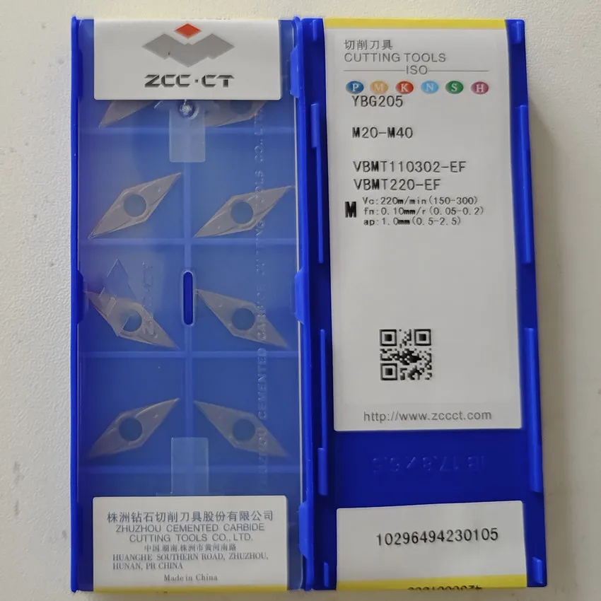 VBMT110302-EF YBG205/VBMT110304-EF YBG205/VBMT110308-EF YBG205 VBMT110302 VBMT221 VBMT222 ZCC.CT CNC 카바이드 인서트 10개/박스