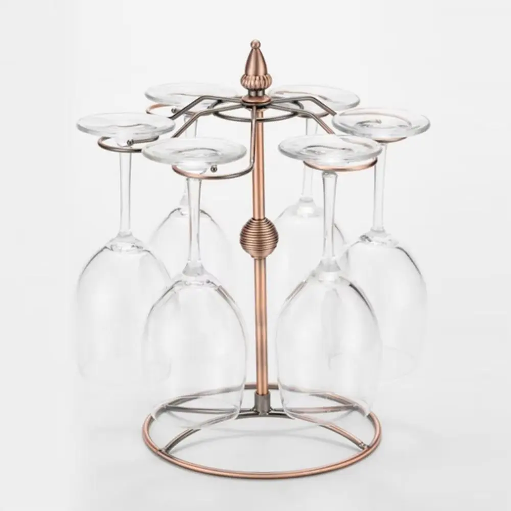 6 Hooks Goblet Holder Free Standing Quick Drainage Wine Glass Cup Rack Upside Down Rust-proof Drinking Glasses Display Stand