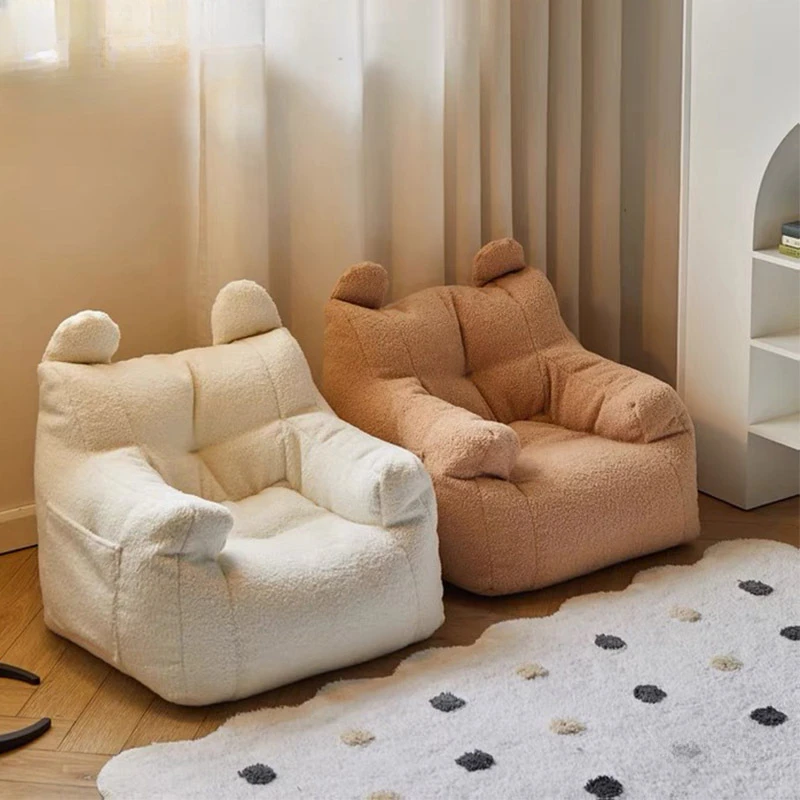Eco-friendly Nordic Simple Living Room Soft Comfortable Backrest Person Single Sofa Chair Cute Bean Bag Baby Small Sofas single sofa chair