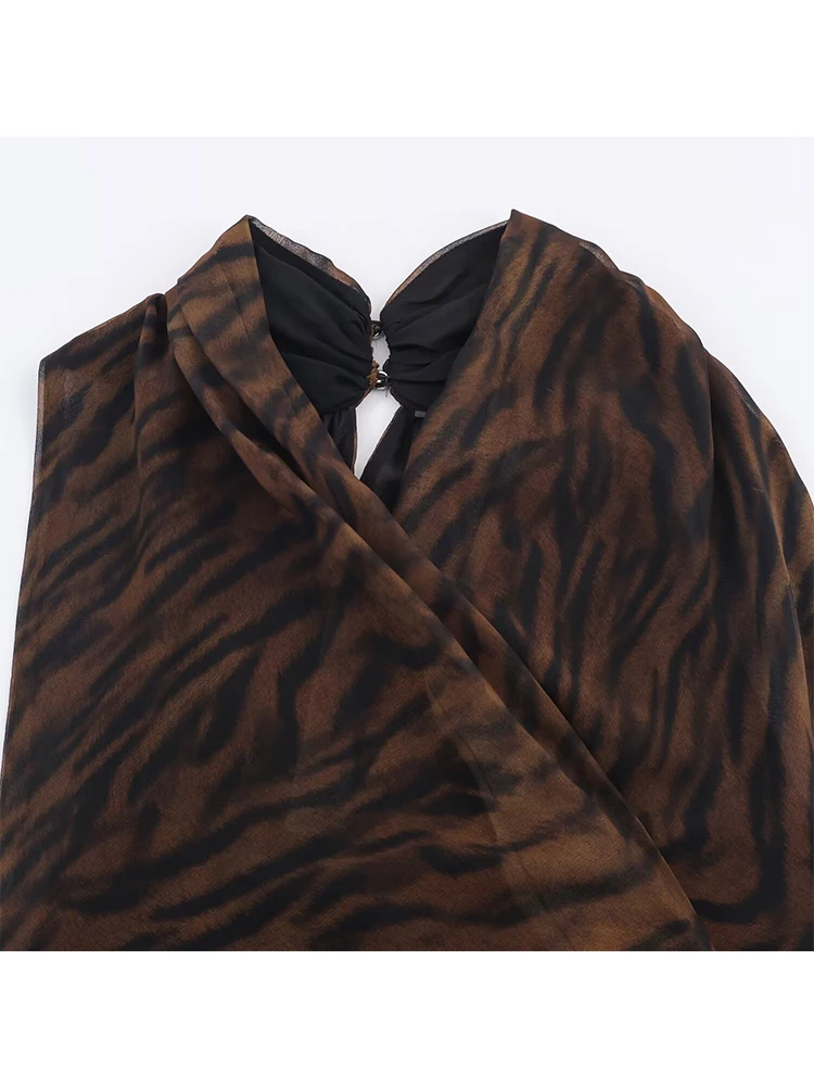 Women's Dress Sleeveless Short Dresses 2025 Woman Animal Print Backless Bow Knot Womens Dresses Street Sexy Party Dresses ﻿