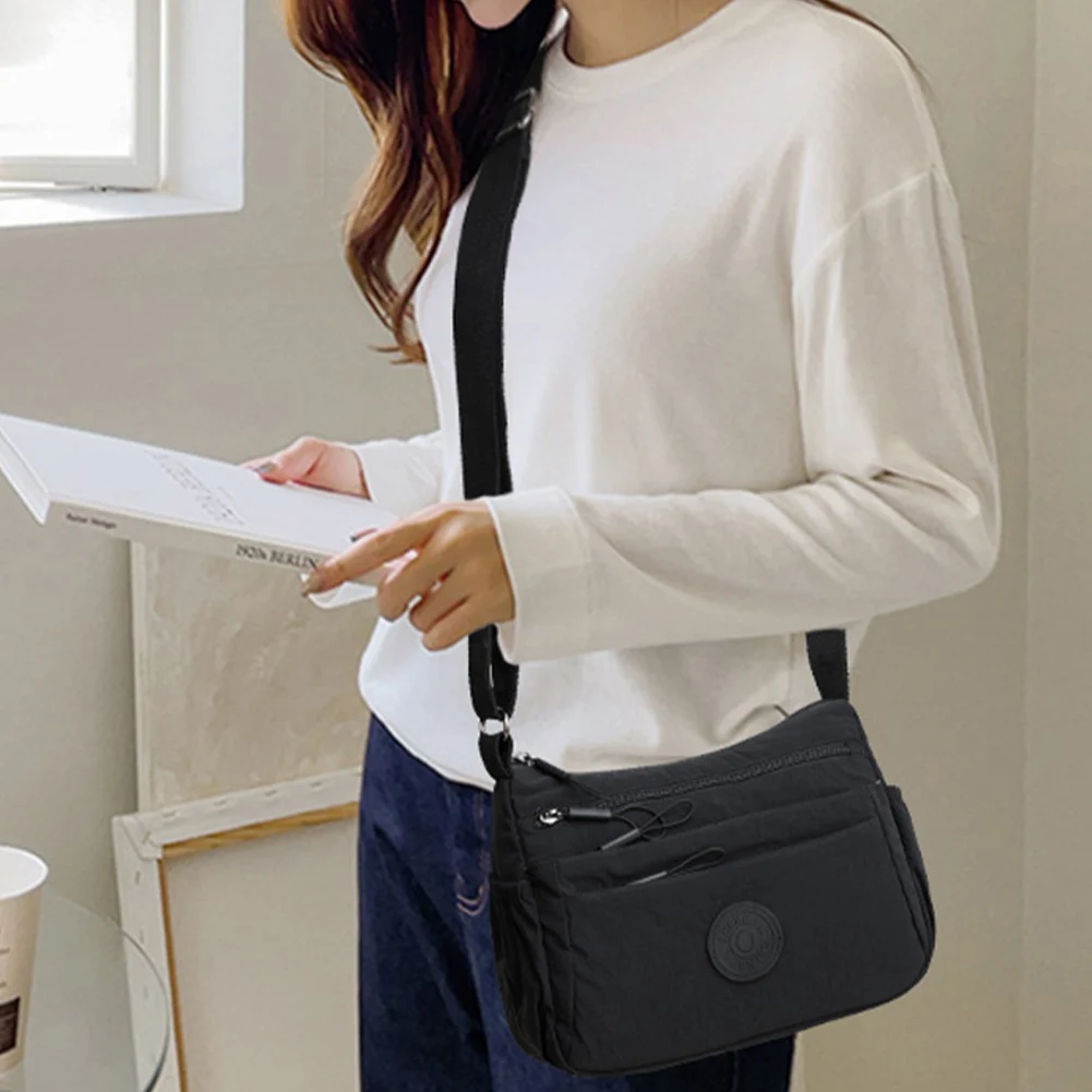 Oxford Women Casual Crossbody Bag Adjustable Strap Solid Shoulder Bag Waterproof Satchel Bag for Travel Commuting Daily Use