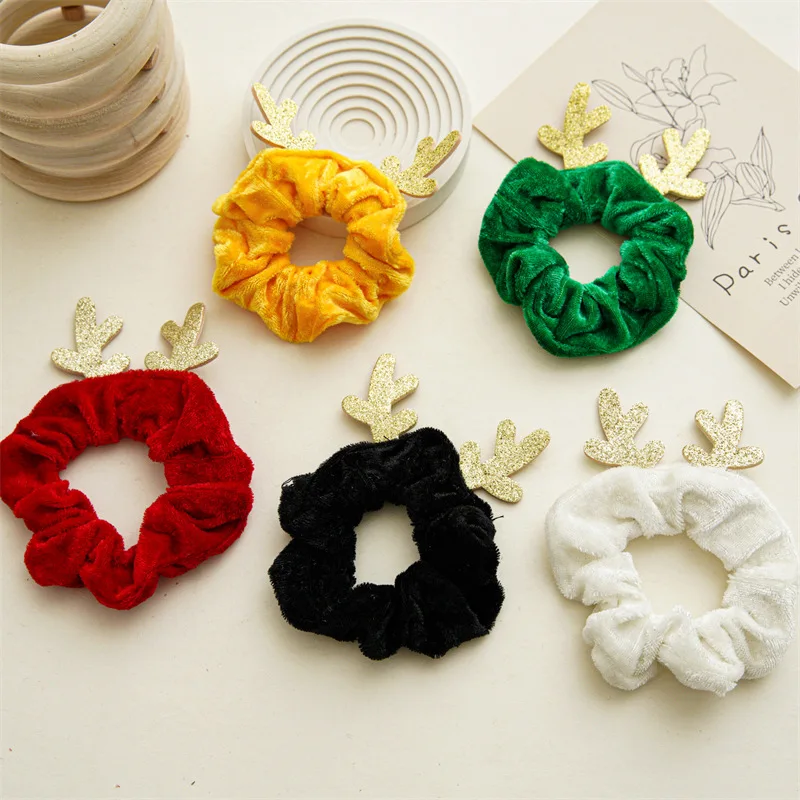 Christmas Women Girls Velvet Large Intestine Hair Ring High Resilience Hair Rope Ladies Fashion All-matching Cartoon Scrunchie jewelry box handmde paper kraft cardboard case cookies cake soap packaging wedding ring earring gift christmas new year present