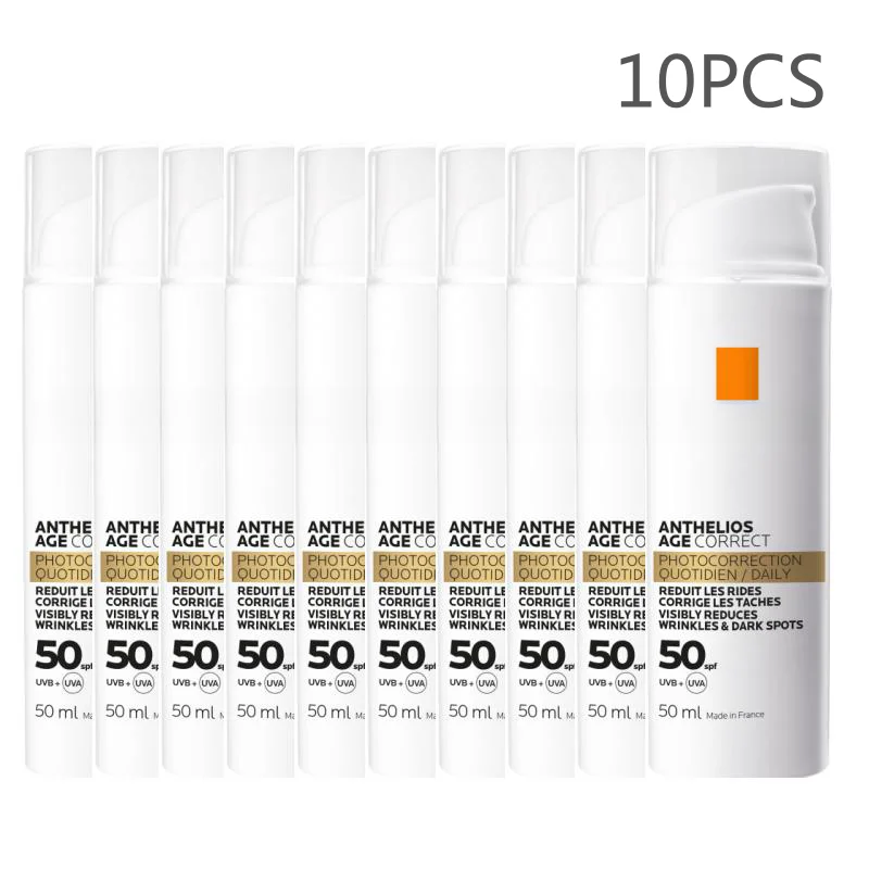 

10PCS Set Face Sunscreen Series Age / Oil / Pigment Corrector SPF 50+ Sun Protection Anti-Aging For Dry To Normal Skin 50ml