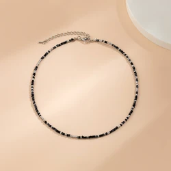 Bohemia Multicolor Handmade Beaded Necklace for Women - Strand Choker Jewelry (Black colorful)