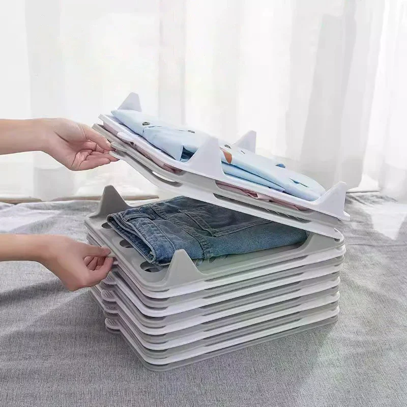 Wardrobe Storage Folding Board Stackable T-shirt Organizer Folding Clothes Board Multifunctional Clothing Storage With Handle
