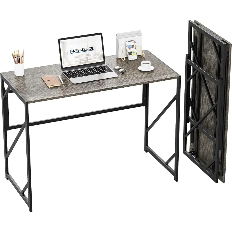 

Folding Desk Writing Computer Desk for Home Office, No-Assembly Study Office Desk Foldable Table for Small Spaces