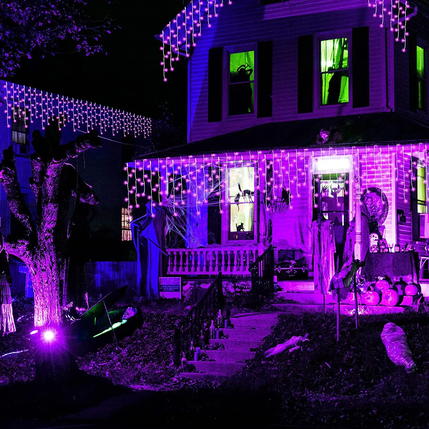 thumbnail image 1 of LED Icicle Christmas Lights Outdoor Hanging Ceiling Fairy String Curtain Lights 4M*0.4/0.5/0.6M For Xmas/New Year/Wedding Decor, 1 of 5