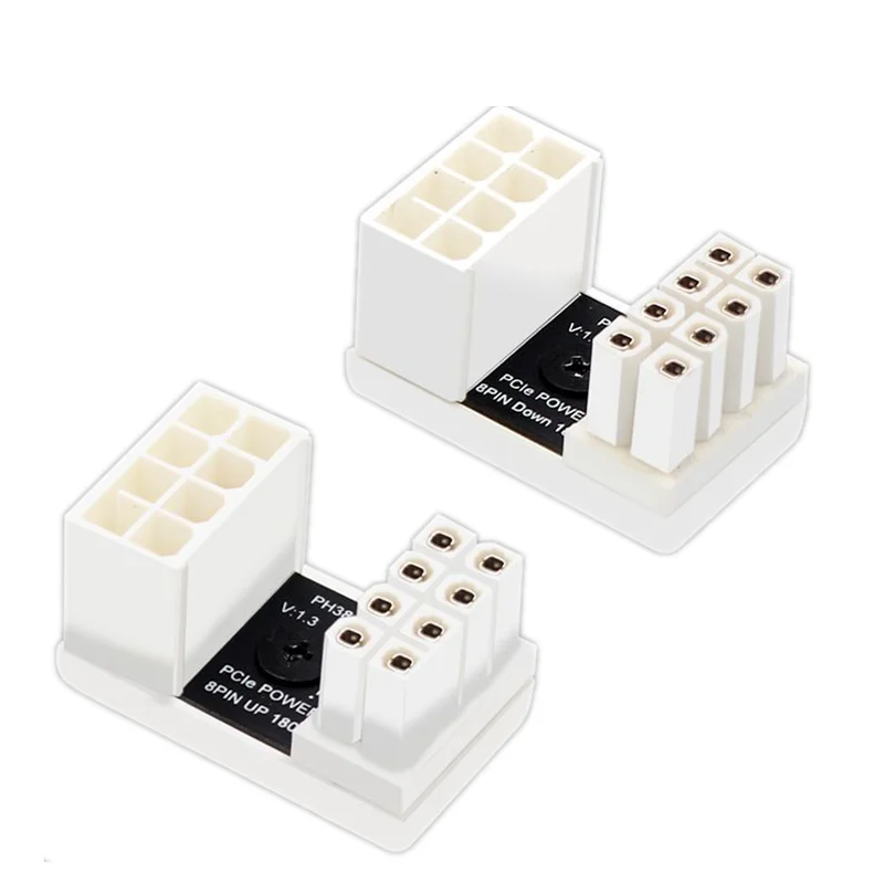 10pcs/lot White 8 Pin Graphics Card Power Supply 180 Degree Angled