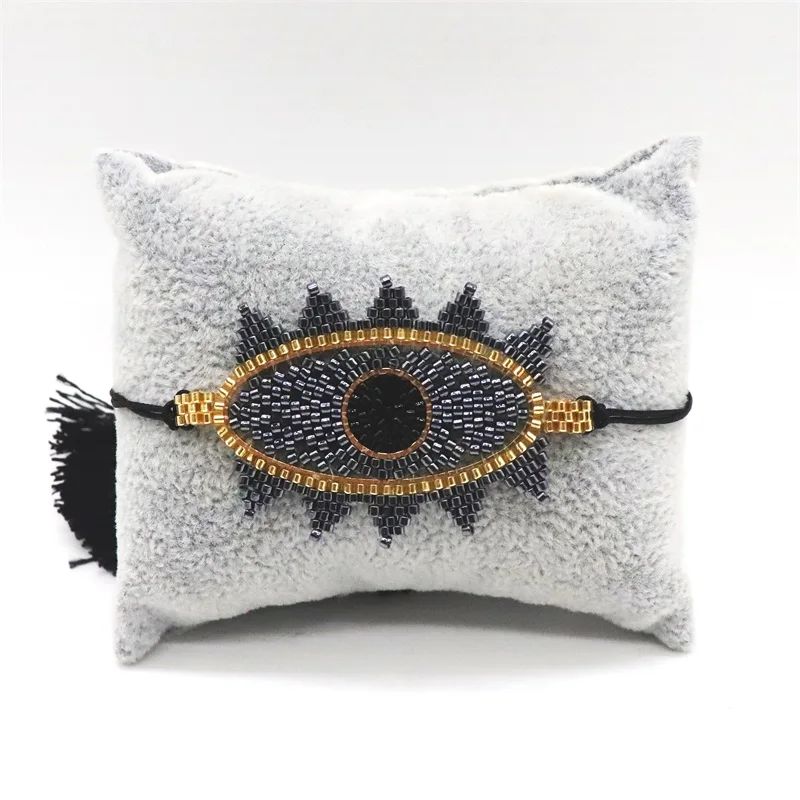 ZHONGVI Classic Vintage Evil Eye Bracelet Miyuki Bead Woven Bracelets for Women Rhinestone Pulseras Mujer Fashion Wide Jewelry