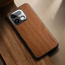 Stylish Wooden Pattern PU Leather Phone Case Cover for Realme 16 pro plus (Yellow)