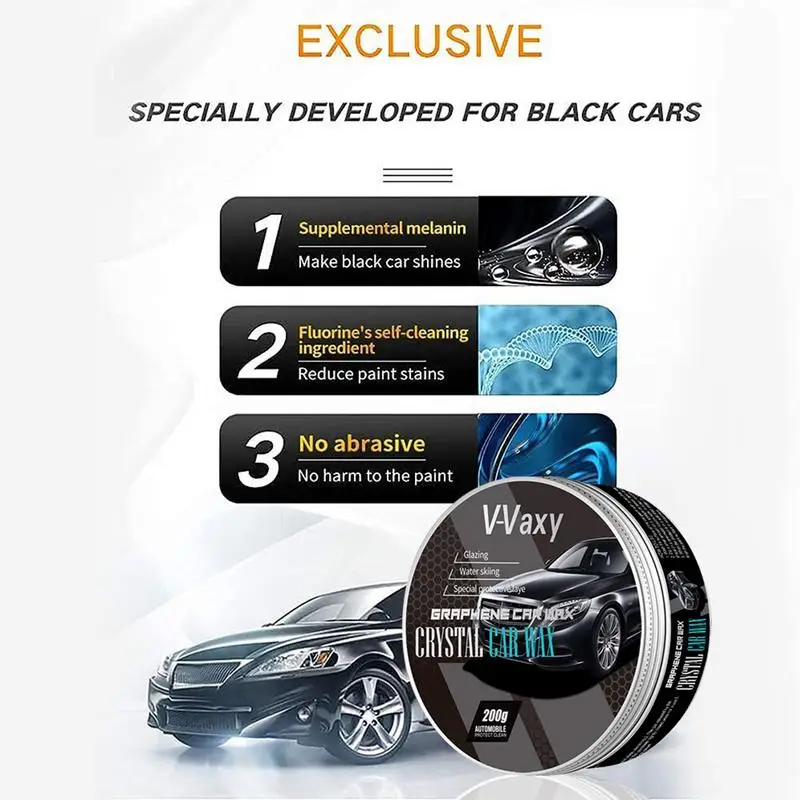 Car Wax Auto Wax Crystal Plating Hard Glossy Wax 220g Car Detailing Black Ceramic Surfaces Coating Film Polishing Car Supplies