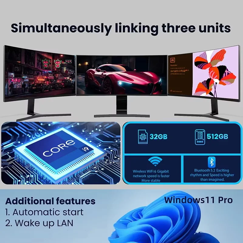 2026 인텔 코어 i9 10980HK N150 미니 PC 16GB 램 1TB SSD WiFi 6 BT5.2 윈도우 11 4K 휴대용 게이밍 데스크탑 컴퓨터