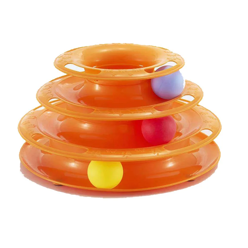 3 Levels Pet Cat Toy Training Amusement Plate Interactive Tower Tracks Disc Cat Intelligence Curious Ball Quadruple Disc Tumble rabbit toys Toys