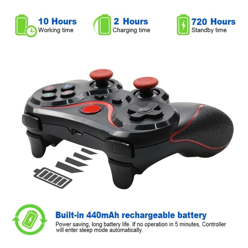 Wireless ȵ̵ Gamepad T3 X3 Wireless Joystick Game Controller Bluetooth BT3.0 Joystick for Mobile Phone PC TV Holder