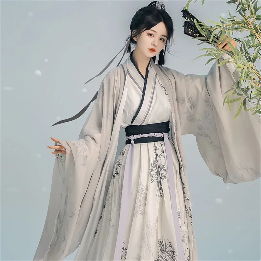 

Оригинальная женская одежда династии Song Hanfu с длинным рукавом и воротником с полной талией, старинная Китайская традиционная одежда, Женский комплект из 3 предметов