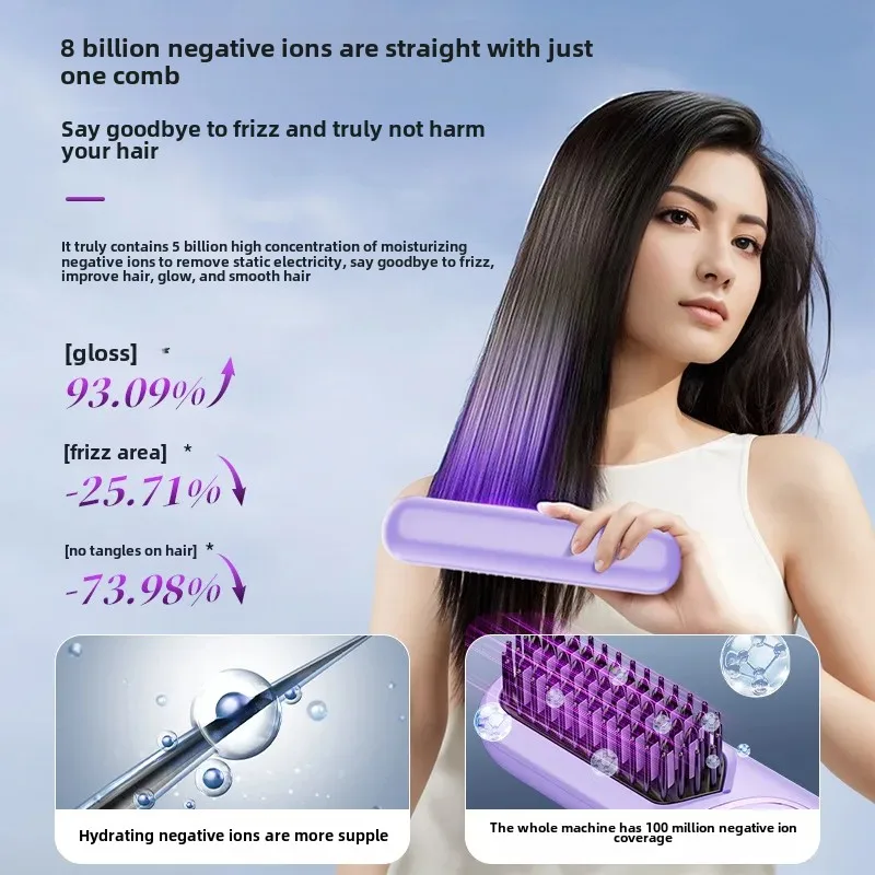 Portable USB Charging Wireless Direct Comb Negative Ion Home Use Straight Hair Clamp Board Straight Curling Dual Purpose New Mod