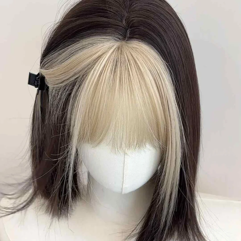 Synthetic Black Yellow Hair Wig for Women Bob Style