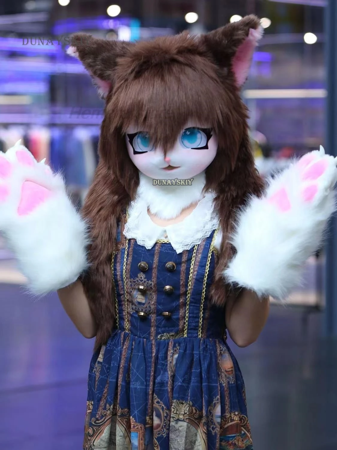 Fursuit Kigurumi Cute Furry Headsets Animal Cosplay Costumes Comiket Furries Rubbit Doll Cat Comiket Furries Doll costumes