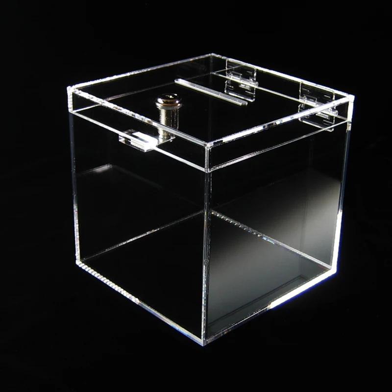 non-profitable-group-charity-acrylic-suggestion-ballot-cube-box-with-keylock-for-church