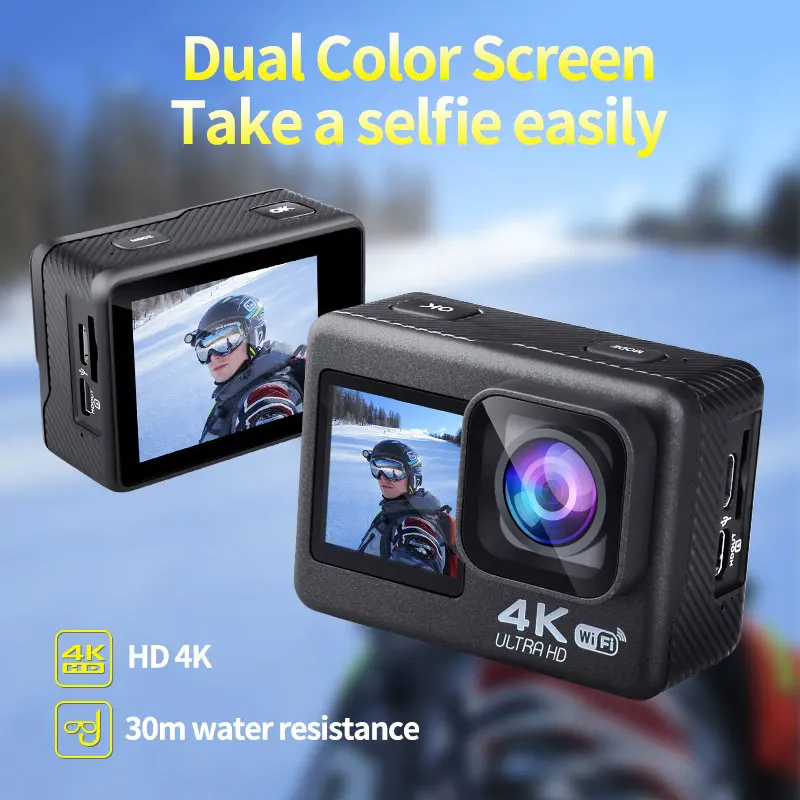 Ultra HD 4K Action Camera WiFi 170D Touch Screen 30m Go Waterproof Professional Helmet Video Recording Camera Remote Control