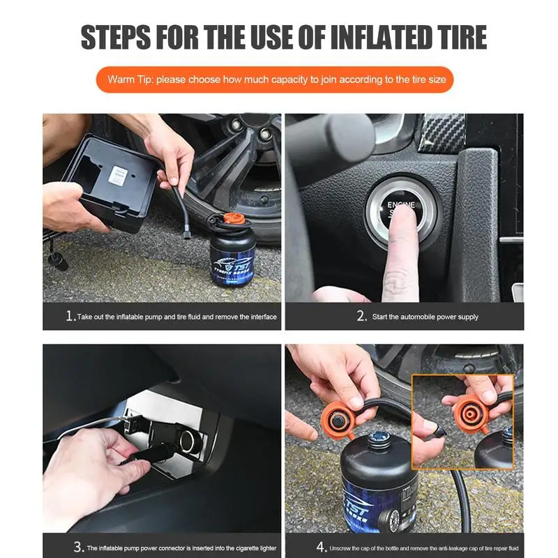 Tire Repair Kit Tire Inflator Air Filler Sealant 450ml Tire Repair Tools Professional Quick Repair Inflator For Cars Motorcycles SUVs
