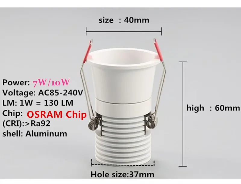 2026 새로운 스타일 디밍이 가능한 COB LED 다운라이트 7W 10W LED 천장 조명 스포트라이트 AC85265V 배경 램프 실내 조명