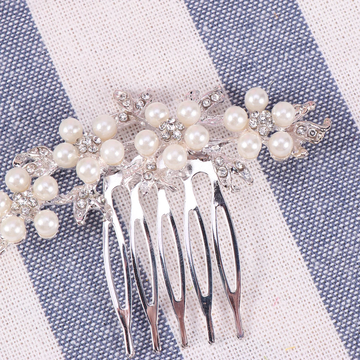 

1pc Imitation Pearl Hair Comb Rhinestone Inlay Alloy Insert Comb Headdress Bridal Hair Accessories