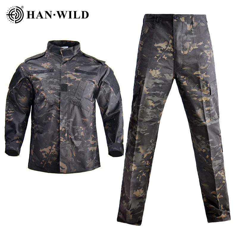 

HAN WILD Men Military Uniform Army Clothing Airsoft Camo Tactical Suit Camping Combat Jackets and Pants Militar Soldier Clothes