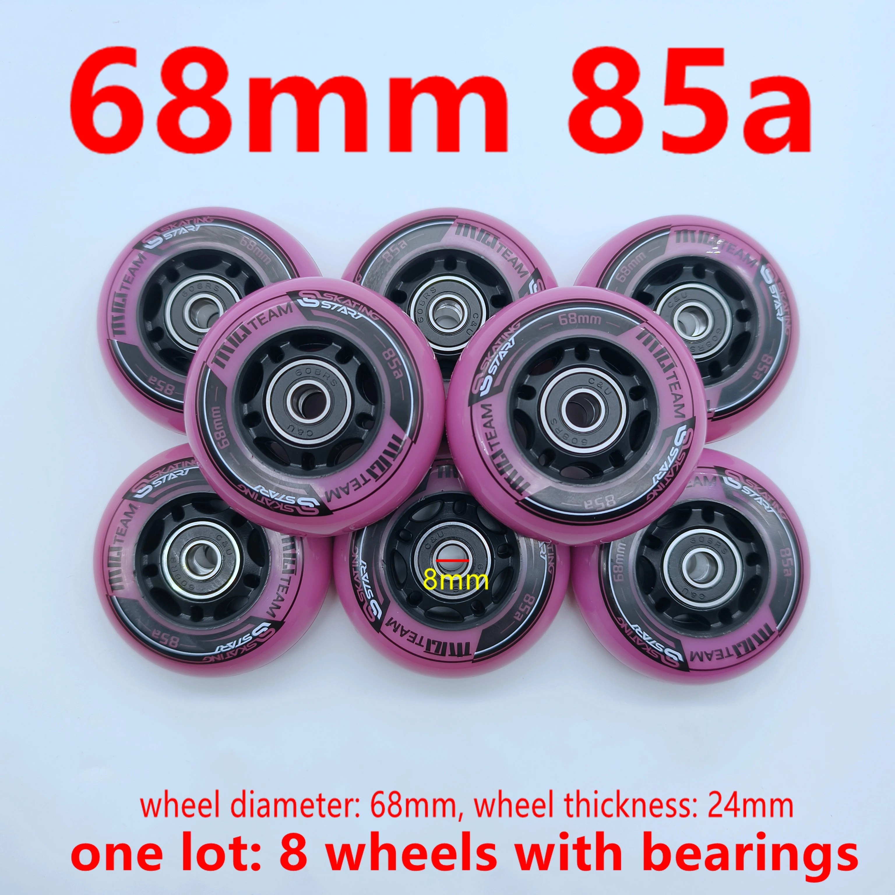 Inline Skate Roller Kit 72-80mm Diameter Illuminated Core 85A Hardness