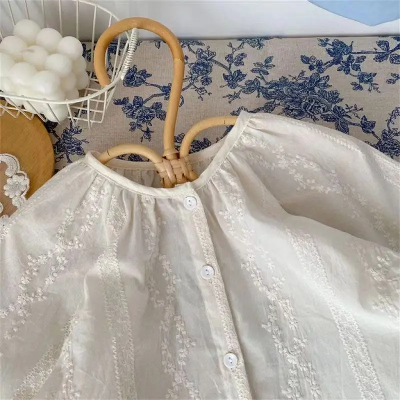 Girls Spring shirt nouvelle version cor&eacute;enne princesse Wind Lace Liner Girls Baby mode brod&eacute; Doll shirt 2 3 5 7 9Y