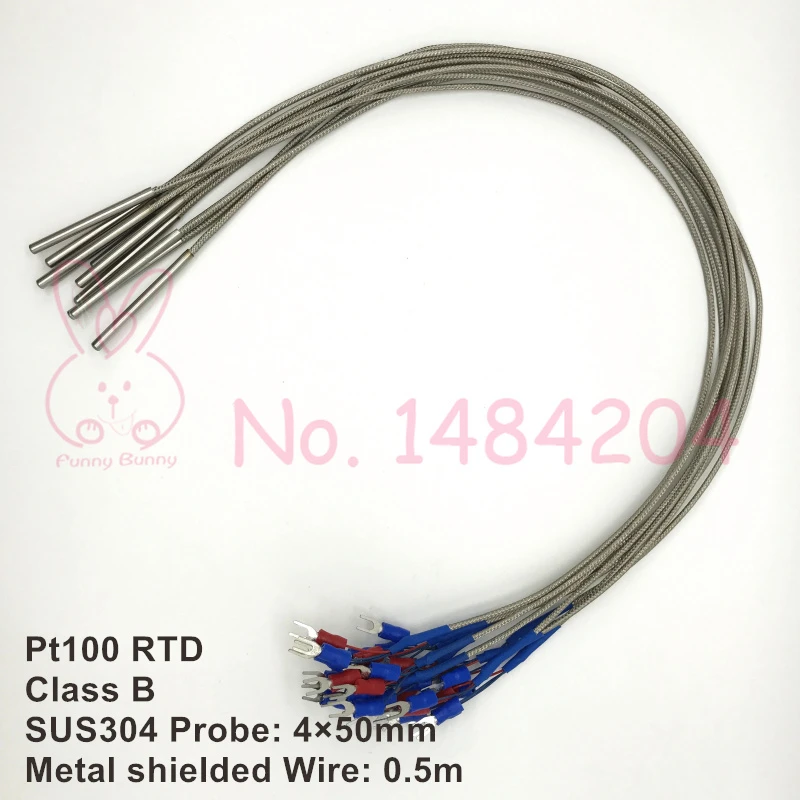 Pt100 Class B Temperature Sensor Rtd Sus304 Probe 4mm*50mm 0.5m Metal ...