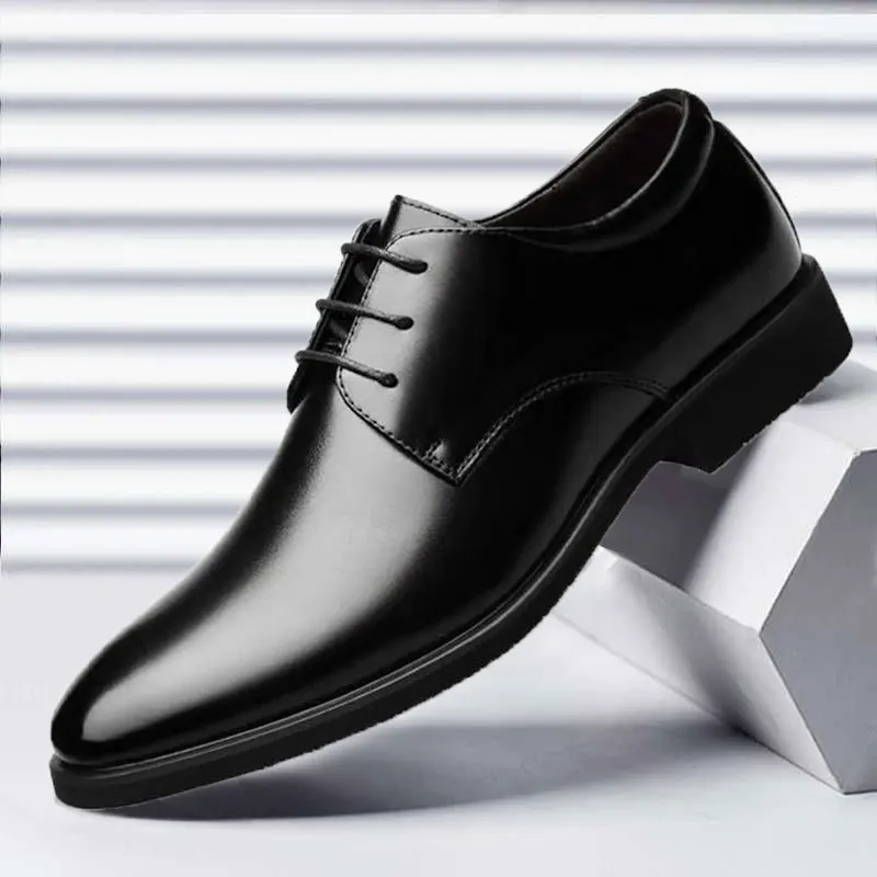 Men's Breathable Leather Shoes Black Soft Leather Soft Bottom Spring And Autumn Best Man Men's Business Formal Wear Casual Shoe