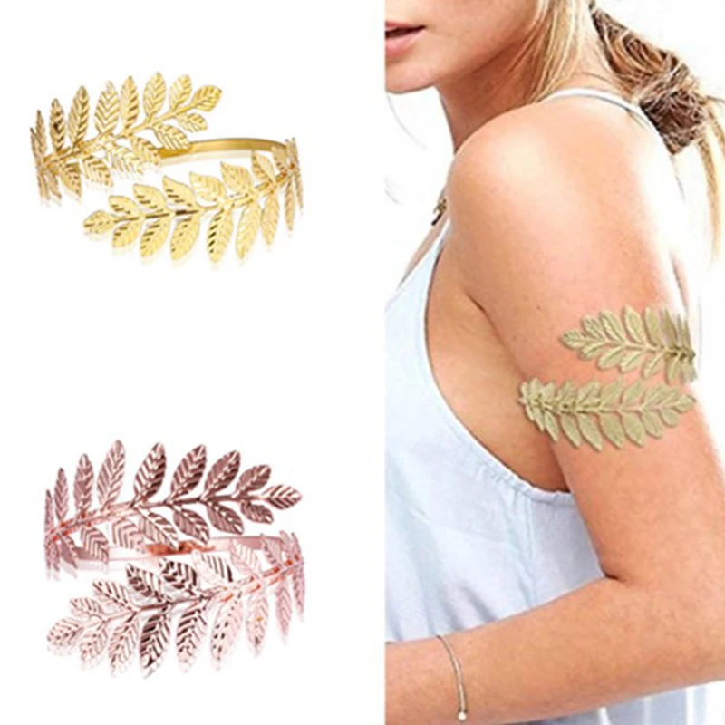 Laurel Leaf Bracelet Gold Silver Plated Greek Roman Armband Upper Arm Cuff Armlet Festival Bridal Belly Dance Jewelry